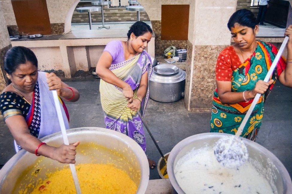 Cooking at the amma canteen