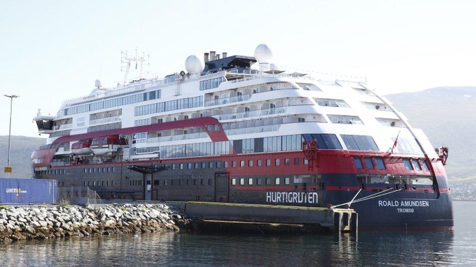 Image shows the MS Roald Amundsen cruise ship