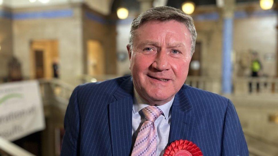 Profile picture of Dennis Jones in Peterborough Town Hall during the 2023 count.