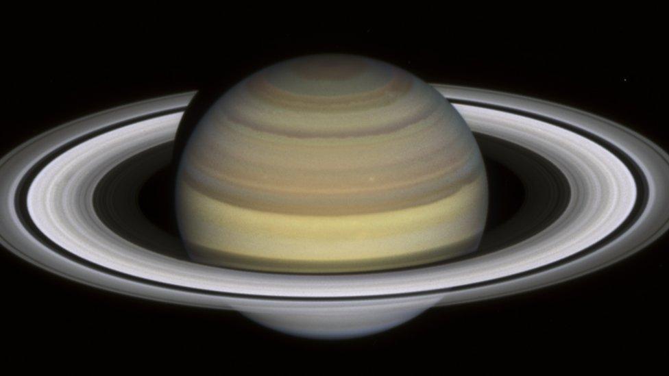 Photo of Saturn from Hubble's 2021 grand tour.