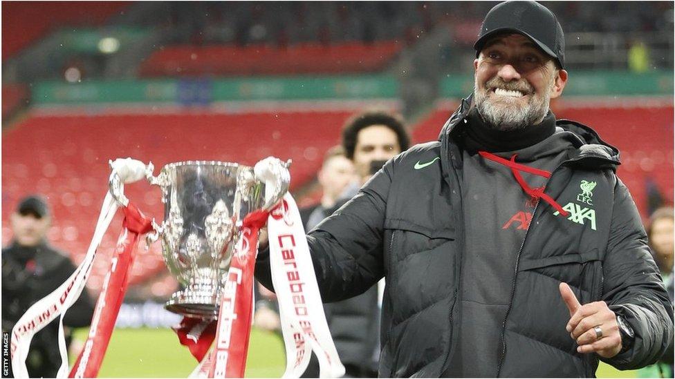 Jurgen Klopp with the EFL Cup