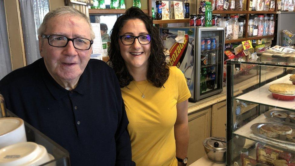 Dom Balestrazzi and his daughter Anna in his cafe