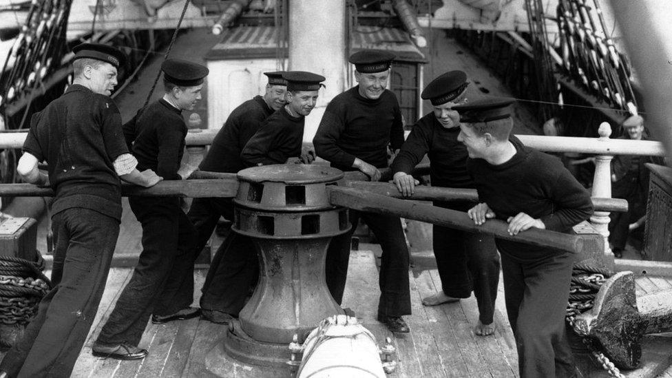 1926: Used as a training ship for boys, the Cutty Sark is seen here moored at Falmouth in Cornwall.