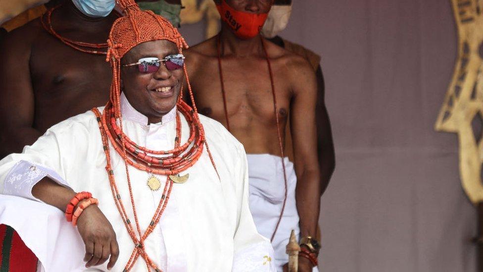 The king, known as Oba of Benin, Omo NOba Uku Akpolokpolo, Ewuare II