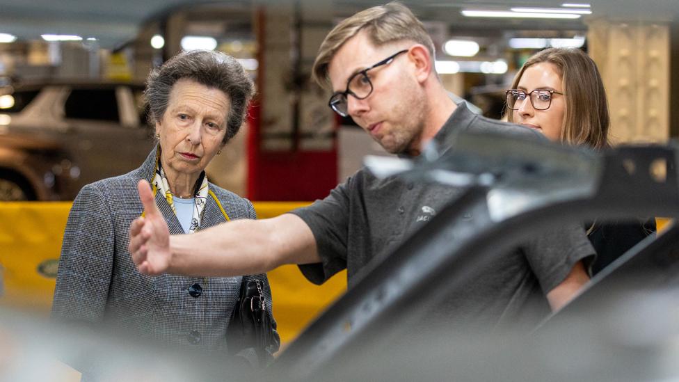 Princess Royal speaking to staff at Halewood