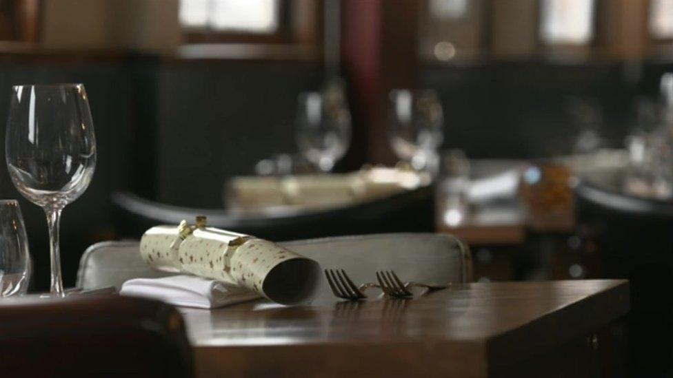 Christmas cracker on a pub table