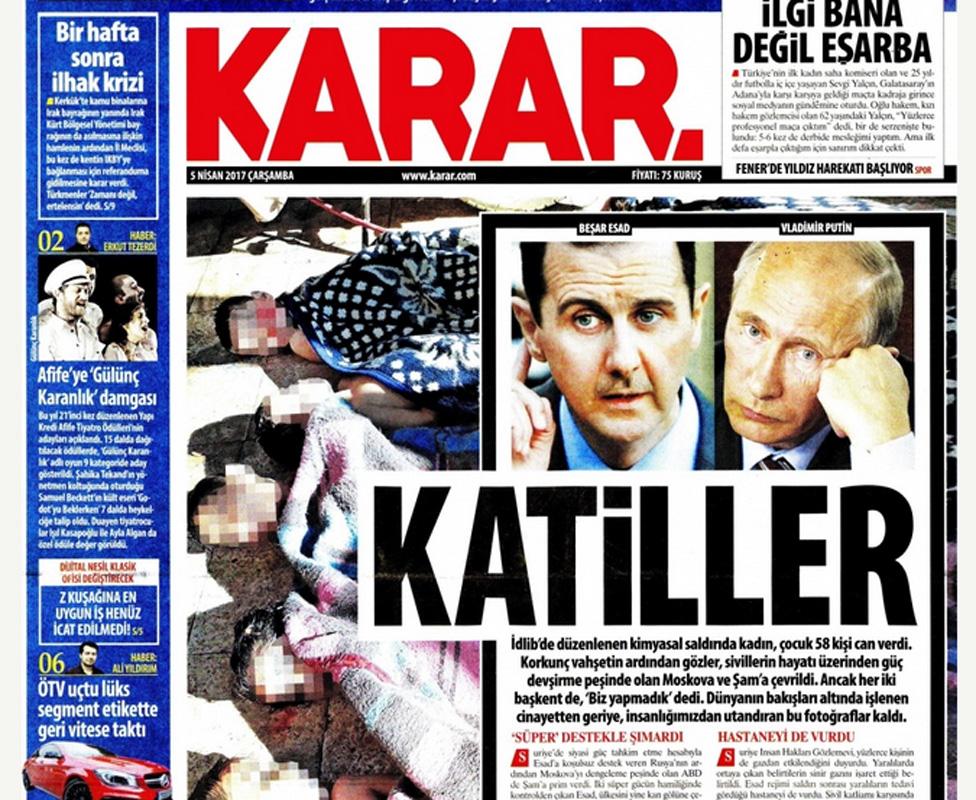 Turkish newspaper Karar's front cover