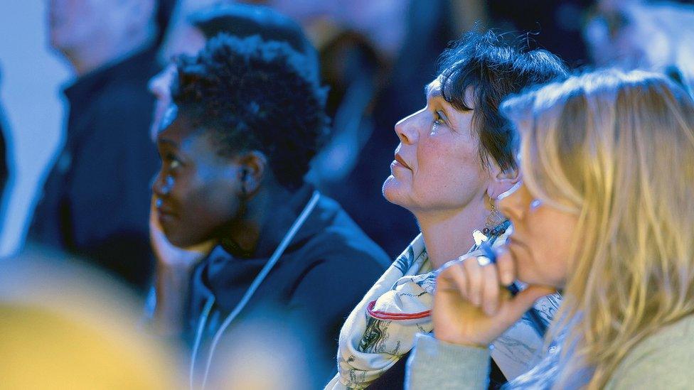 Participants during the Session "Next-Generation Storytellers" at the Annual Meeting 2018 of the World Economic Forum in Davos, January 23, 2018