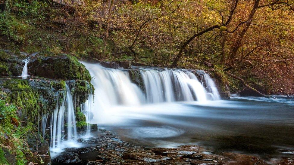 Sgwd Ddwli Isaf Waterfall at Pontneddfechan, Powys