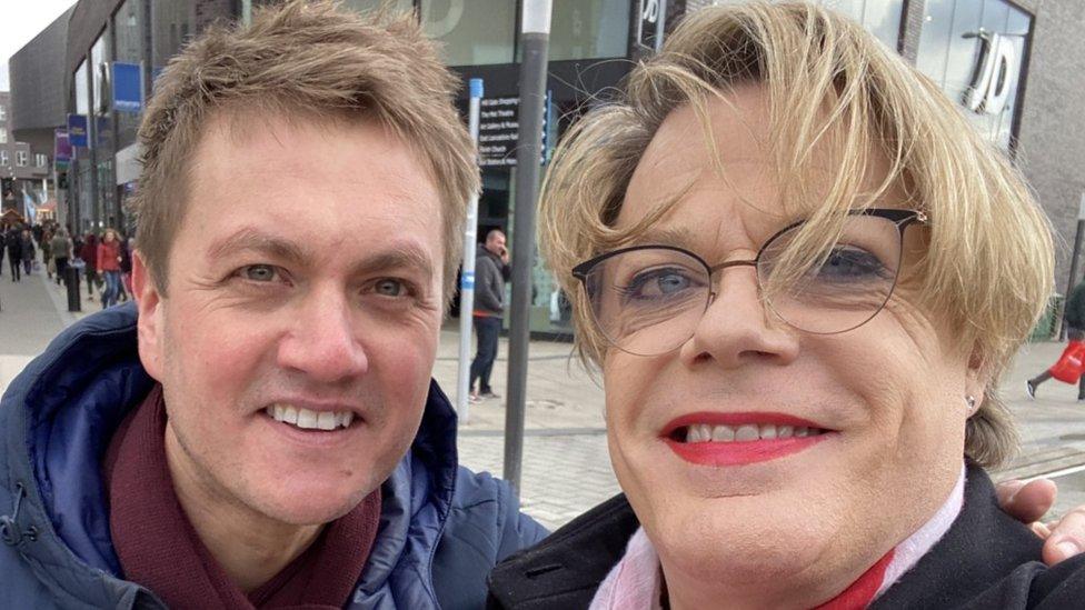 James Frith on the campaign trail with Eddie Izzard