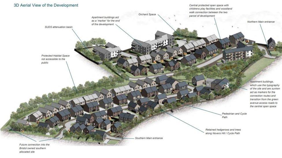 Aerial view of the development plans