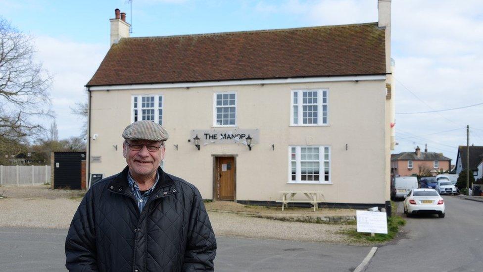 Roger Frere outside pub