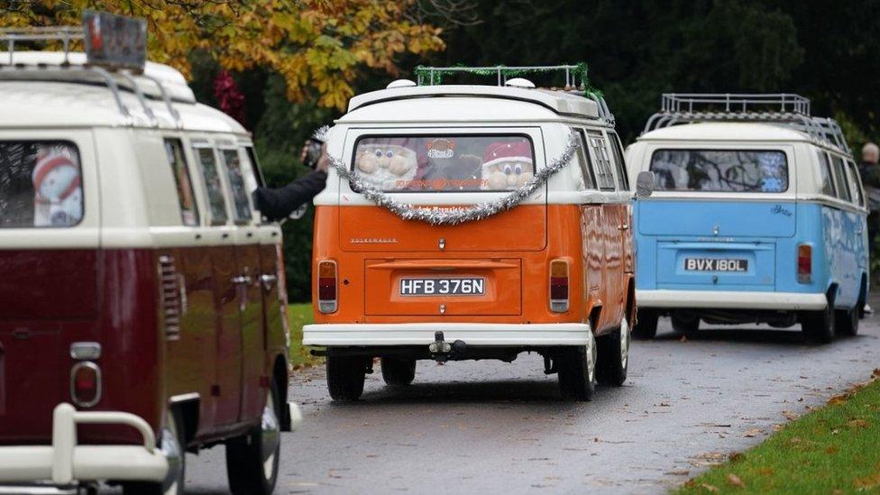 The convoy of VW campervans