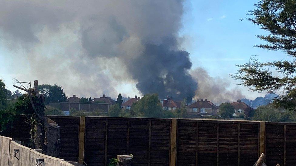 View of the fire from Wigley Road