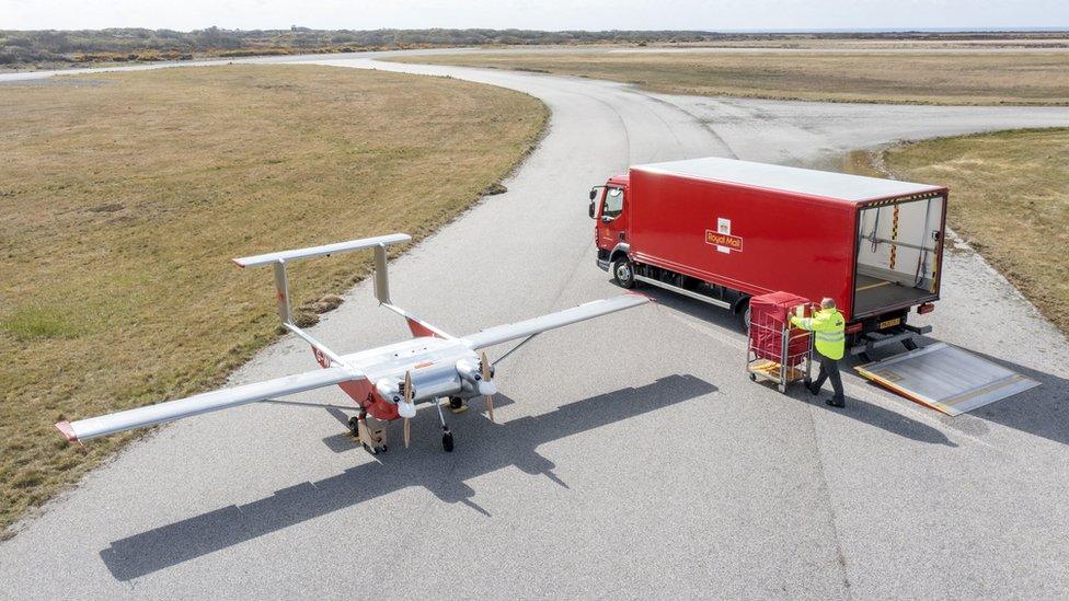 royal mail drone and truck