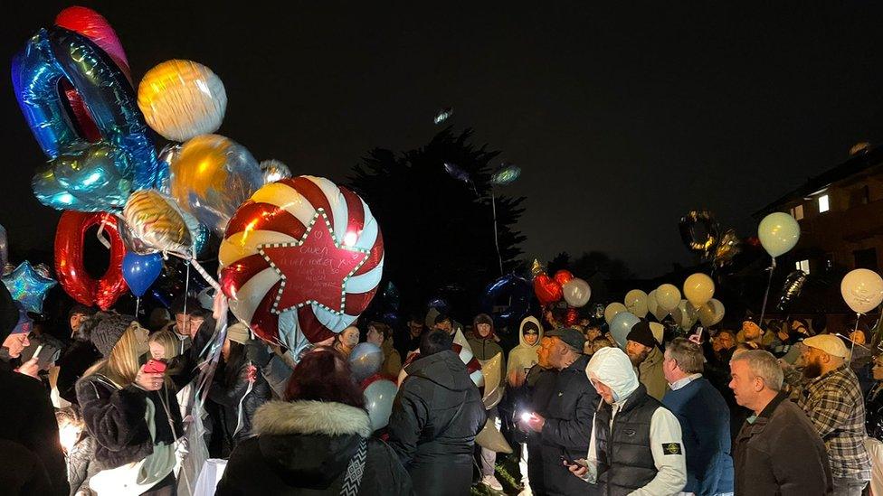 Balloons being released at the vigil