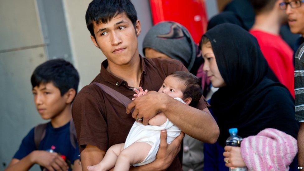 An Afghan family reaches Munich station (31 August)