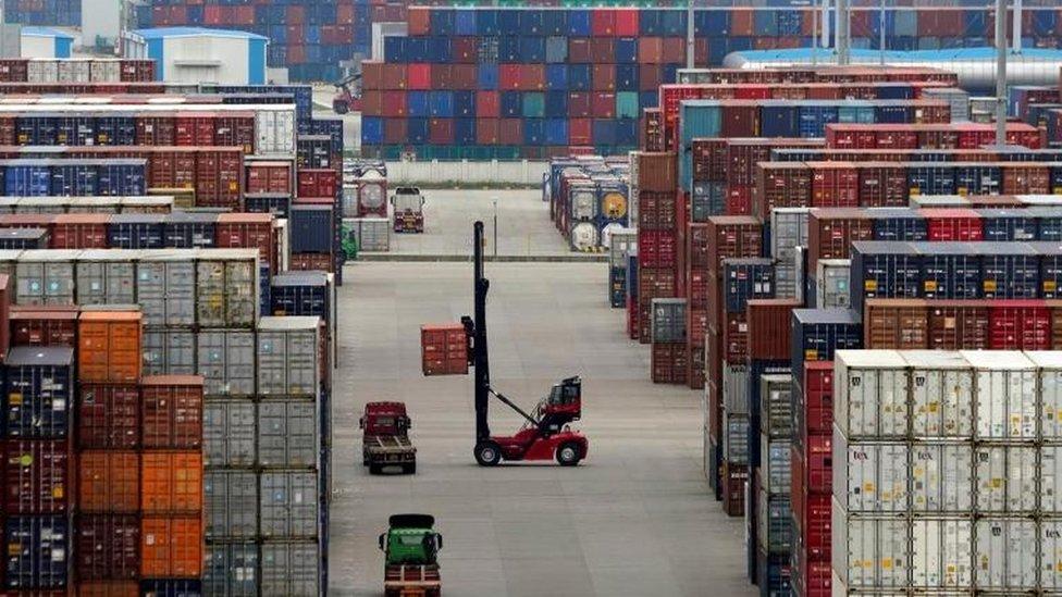 Containers at the Yangshan Deep Water Port in Shanghai