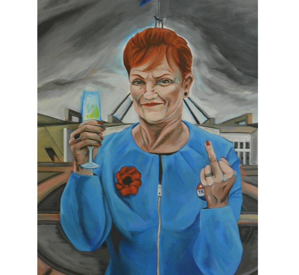 A Bald Archy Prize 2017 portrait of Pauline Hanson by Jack G Kennedy