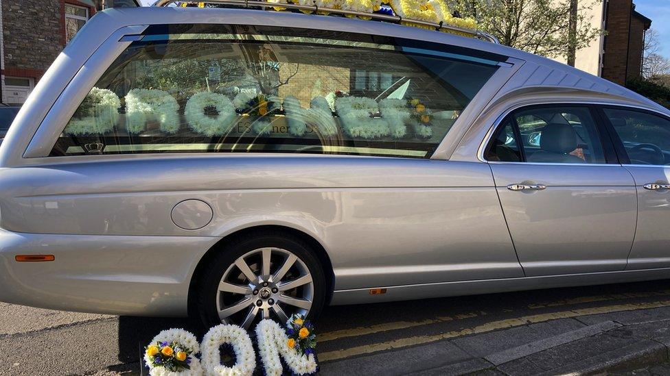 Floral arrangements at the funeral