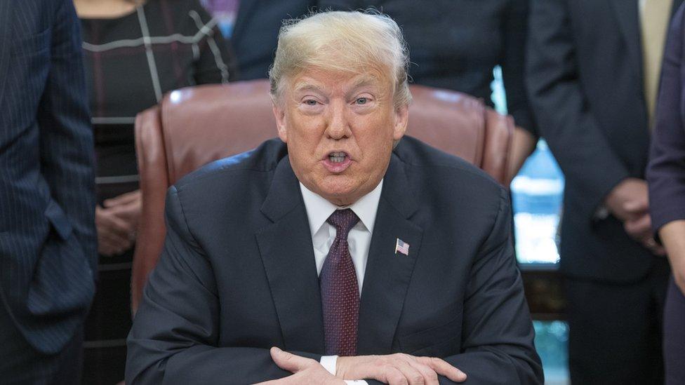 US President Donald J. Trump during the signing of the Cybersecurity and Infrastructure Security Agency Act in the Oval Office of the White House in Washington, DC, USA, 16 November 2018.