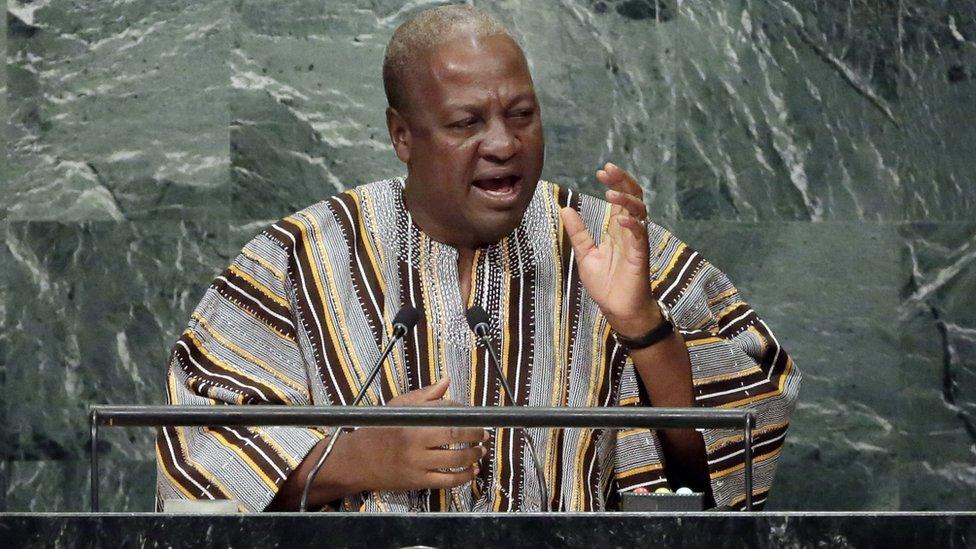 Ghana's president John Mahama speaking at the UN general assembly