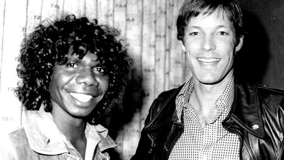 David Gulpilil with US actor Richard Chamberlain in 1977