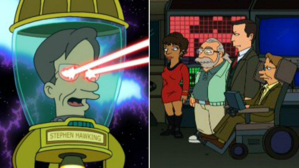 Screengrab of Professor Hawking in Futurama