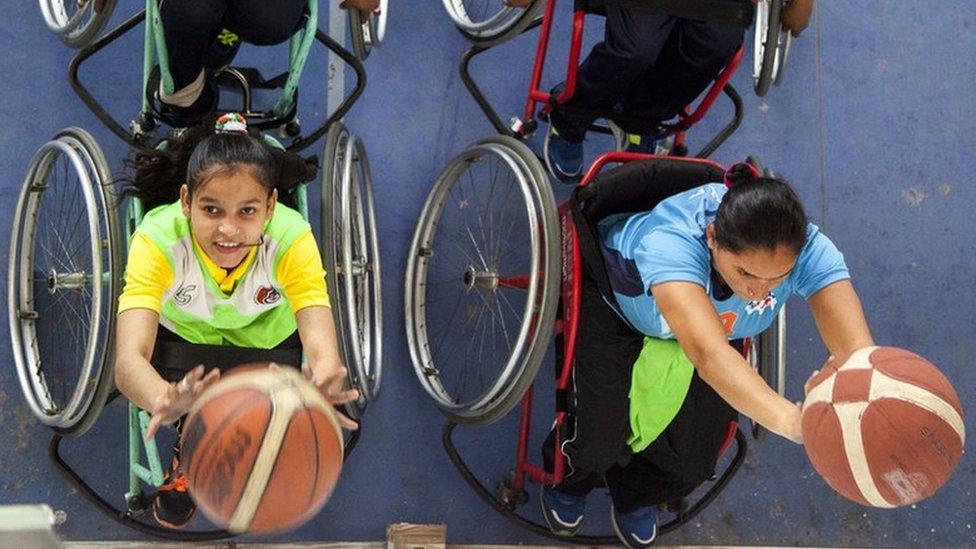 Players aim for the hoop