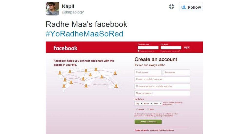 Radhe Maa's facebook #YoRadheMaaSoRed