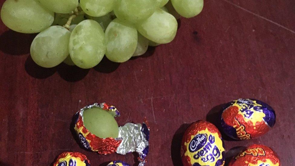 Grapes in chocolate wrappers