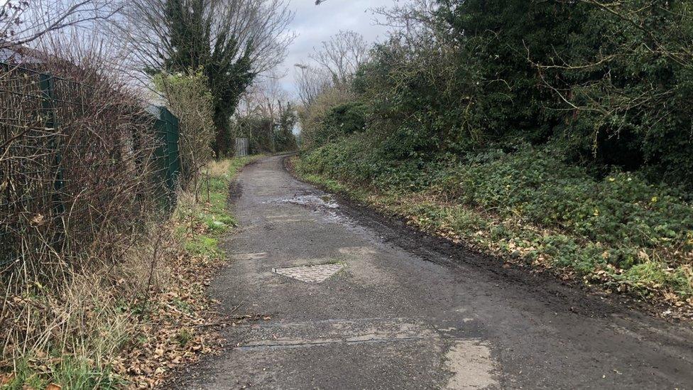 A single track bridleway in March, Cambridgeshire