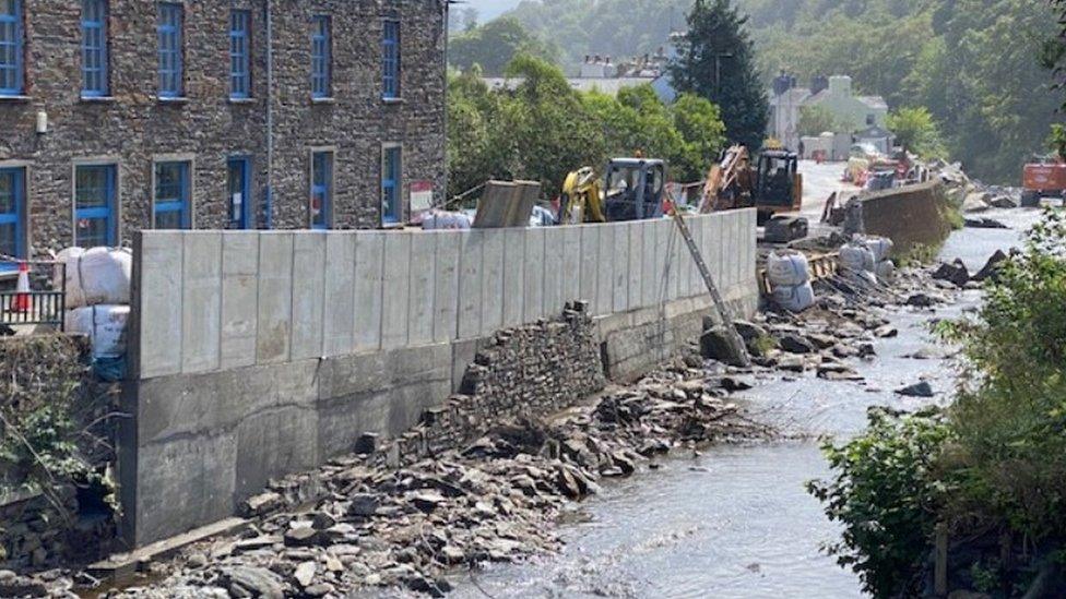 Flood wall in Laxey