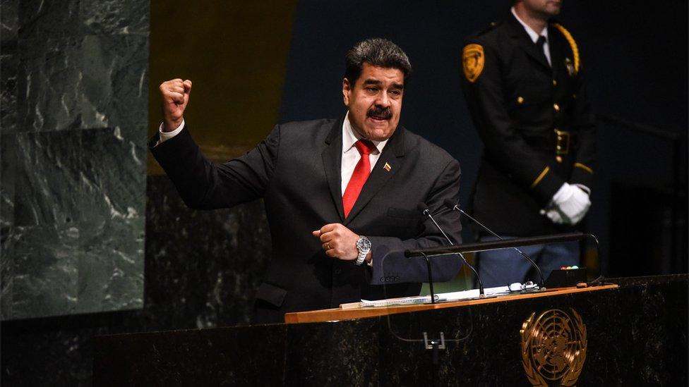 Nicolas Maduro, President of Venezuela delivers a speech at the United Nations