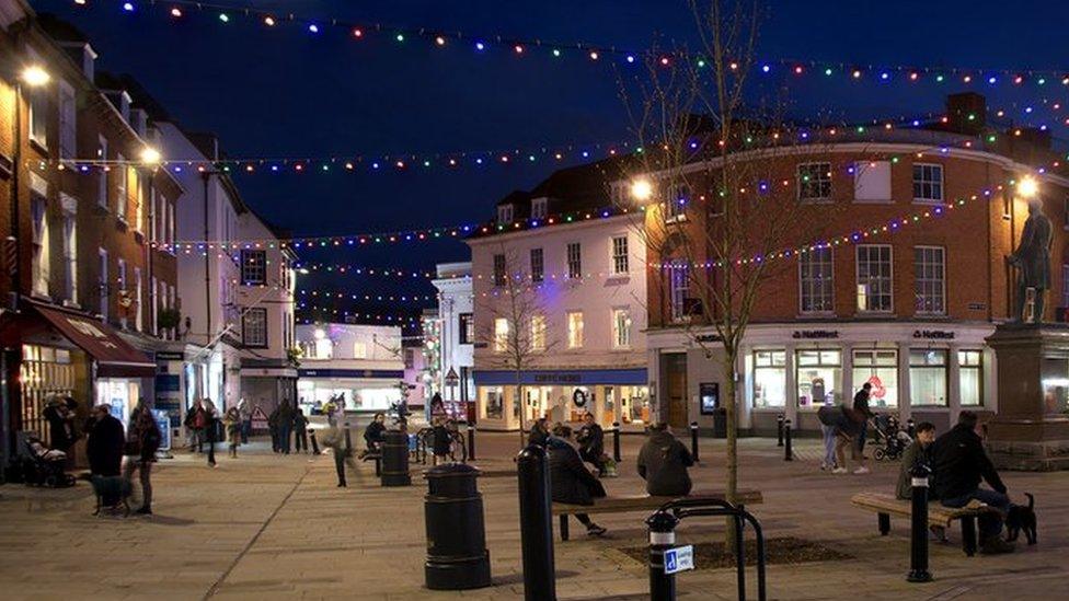 Christmas lights in Romsey