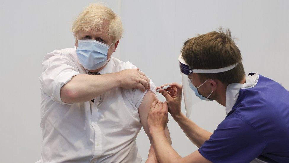 Boris Johnson getting his second dose of the vaccine