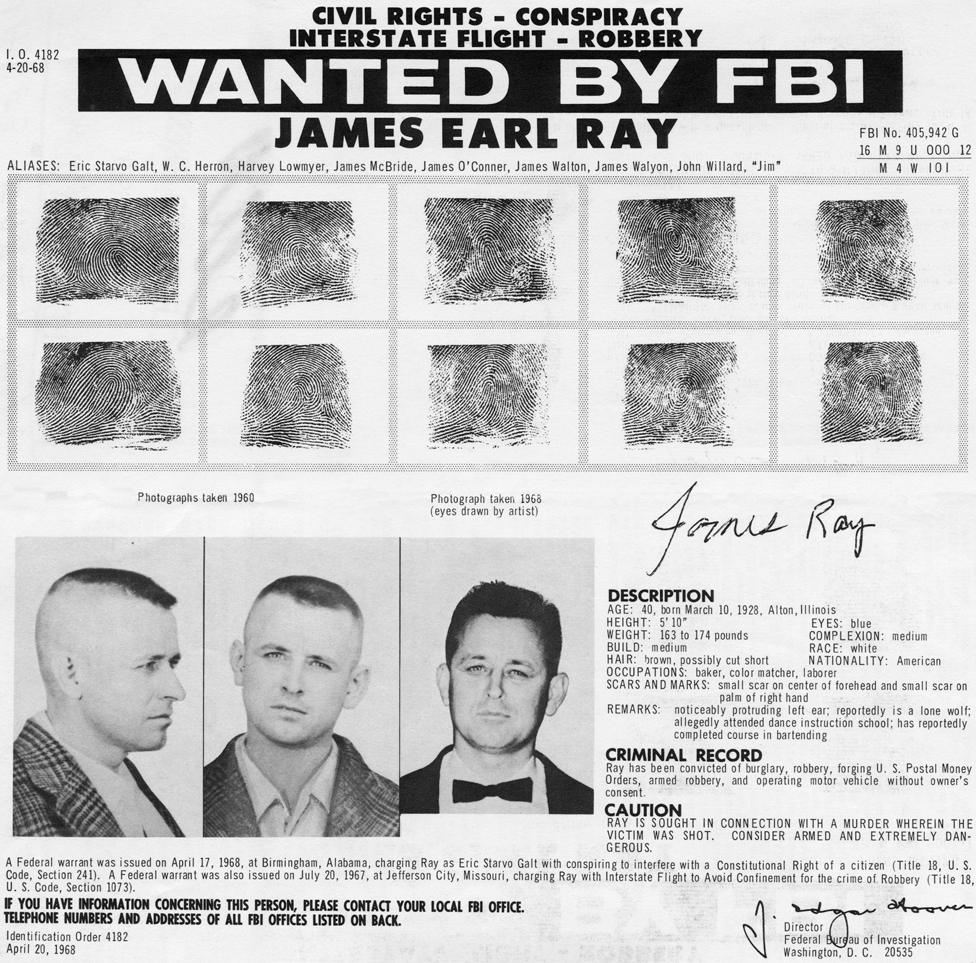 FBI wanted poster of James Earl Ray