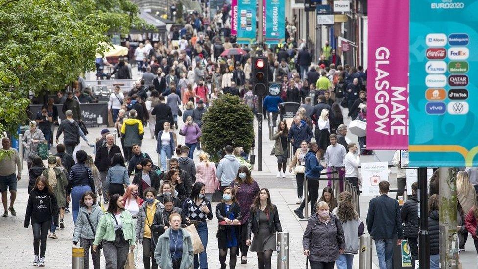 Crowds of people in Glasgow