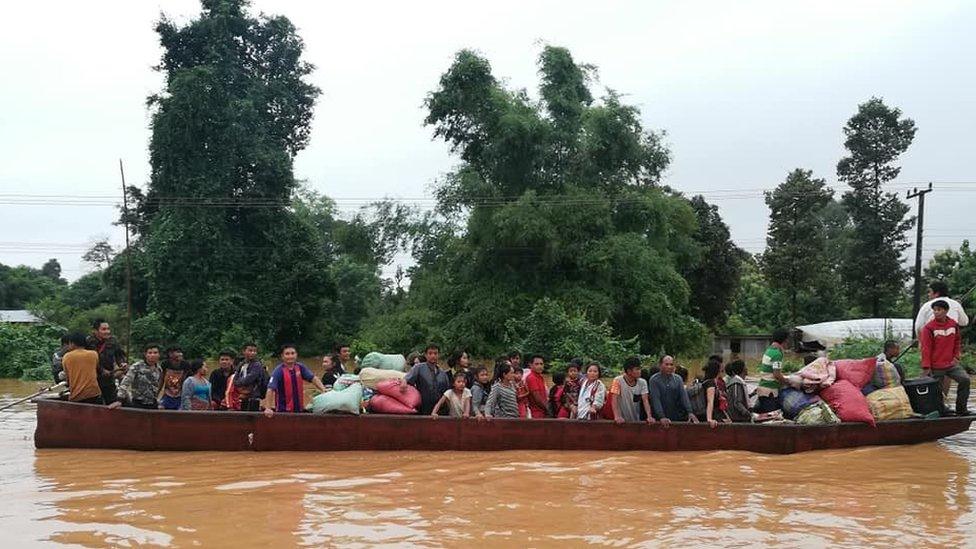 Lao villagers during an evacuation