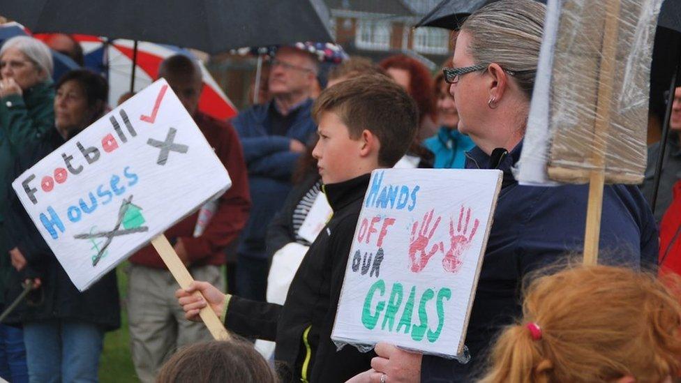 Protest against housing development in Rhosnesni, Wrexham