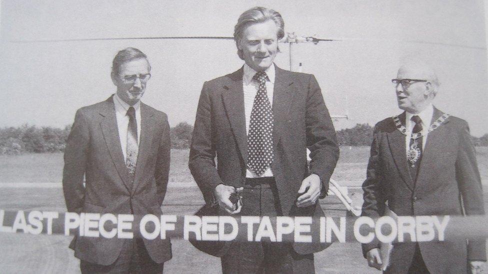 Michael Heseltine opening Corby's enterprise zone after the steel works closed