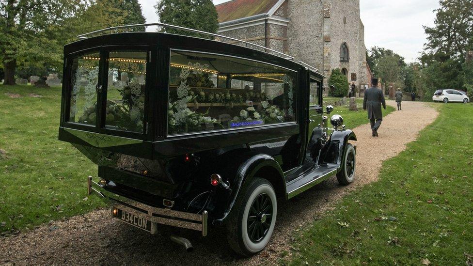 Libby Squire's cortege arriving at church