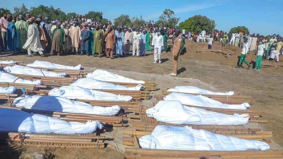 The 43 farmers were buried on Sunday