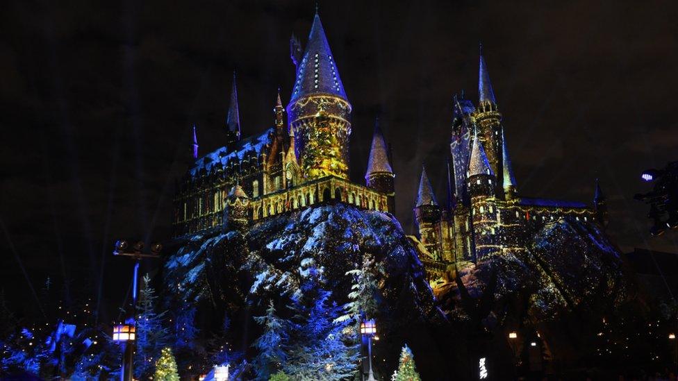 Picture shows the model of Hogwarts School on display at the Harry Potter Warner Bros Studio Tour