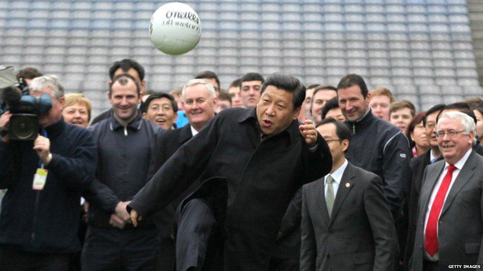 Xi Jinping playing Gaelic football