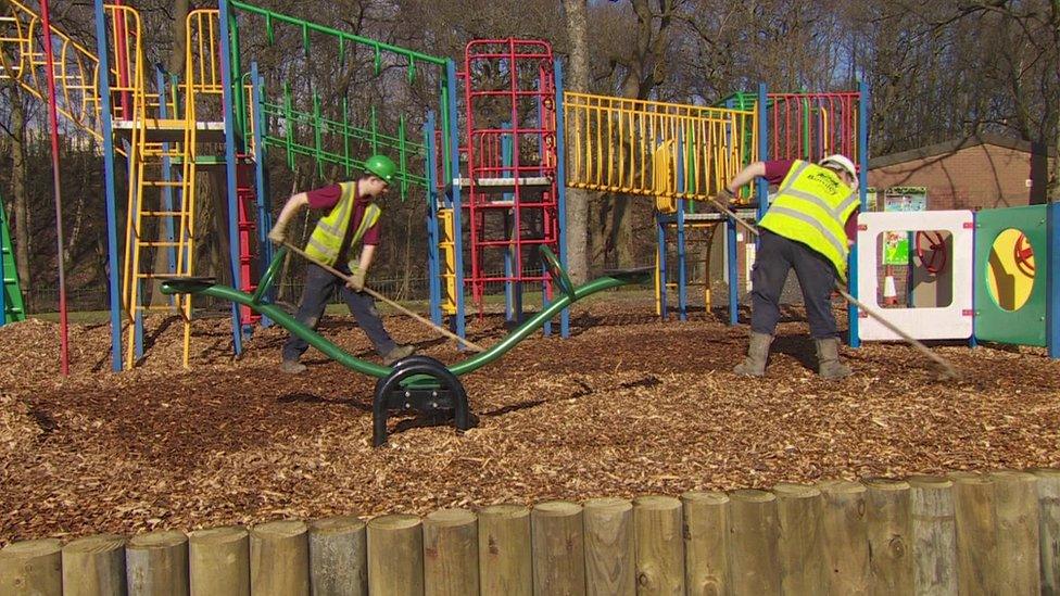 Woodchipping a Burnley playground