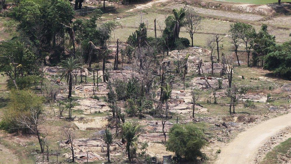 Burned Rohingya village