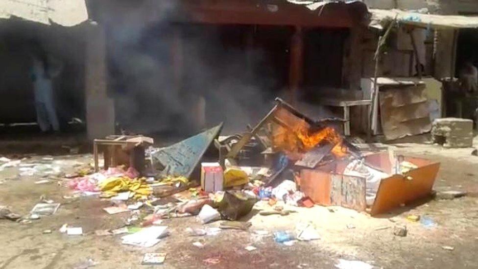 Buildings looted in Mirpur Khas