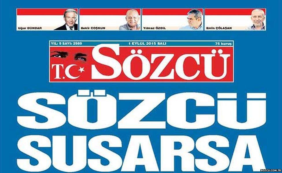 The front page of Sozcu daily