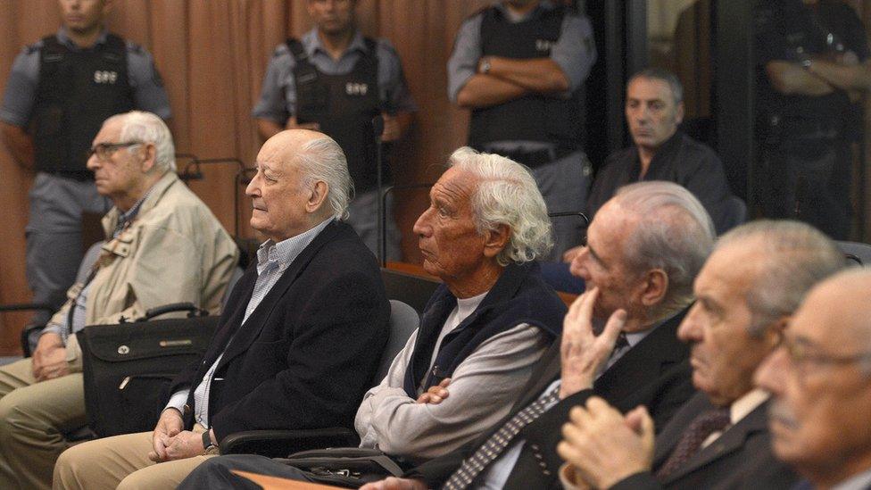 Former Argentine military members among others defendants during trials for crimes committed during Operation Condor. March 5, 2013